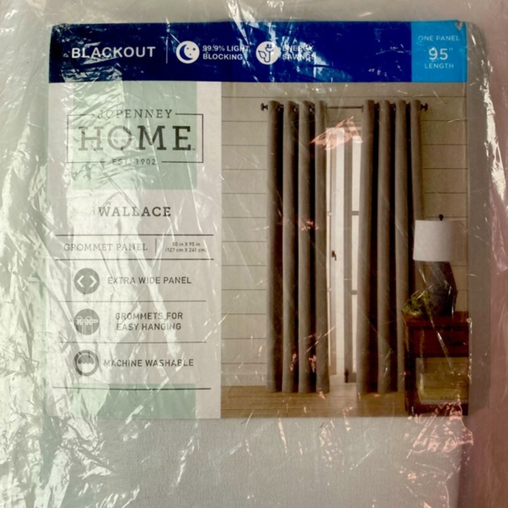 NEW! 96” Blackout Curtain Panel (ONE) Wallace Ice White